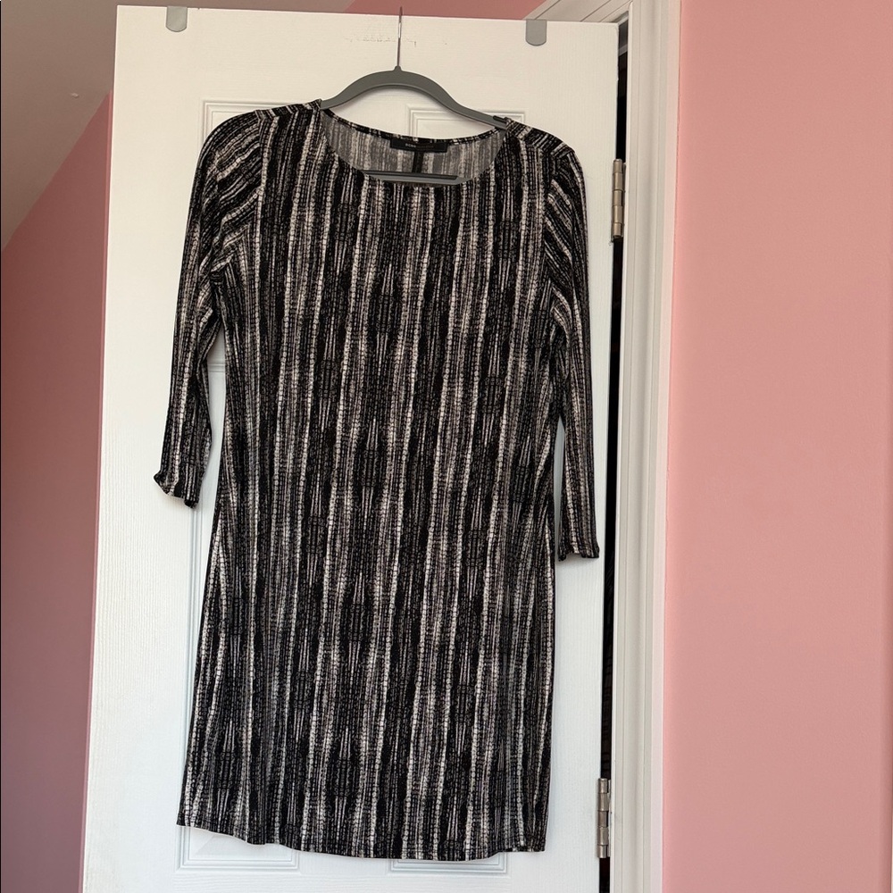 NEW BCBGMaxAzria Black and White Striped Midi Dress